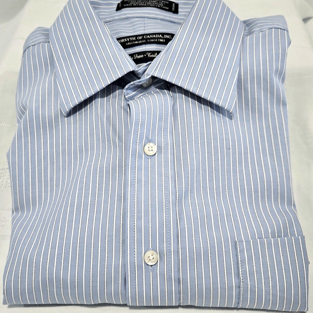 Forsythe of Canada Men's Long Sleeve Blue/White Stripe Shirt 16.5 - 33/33